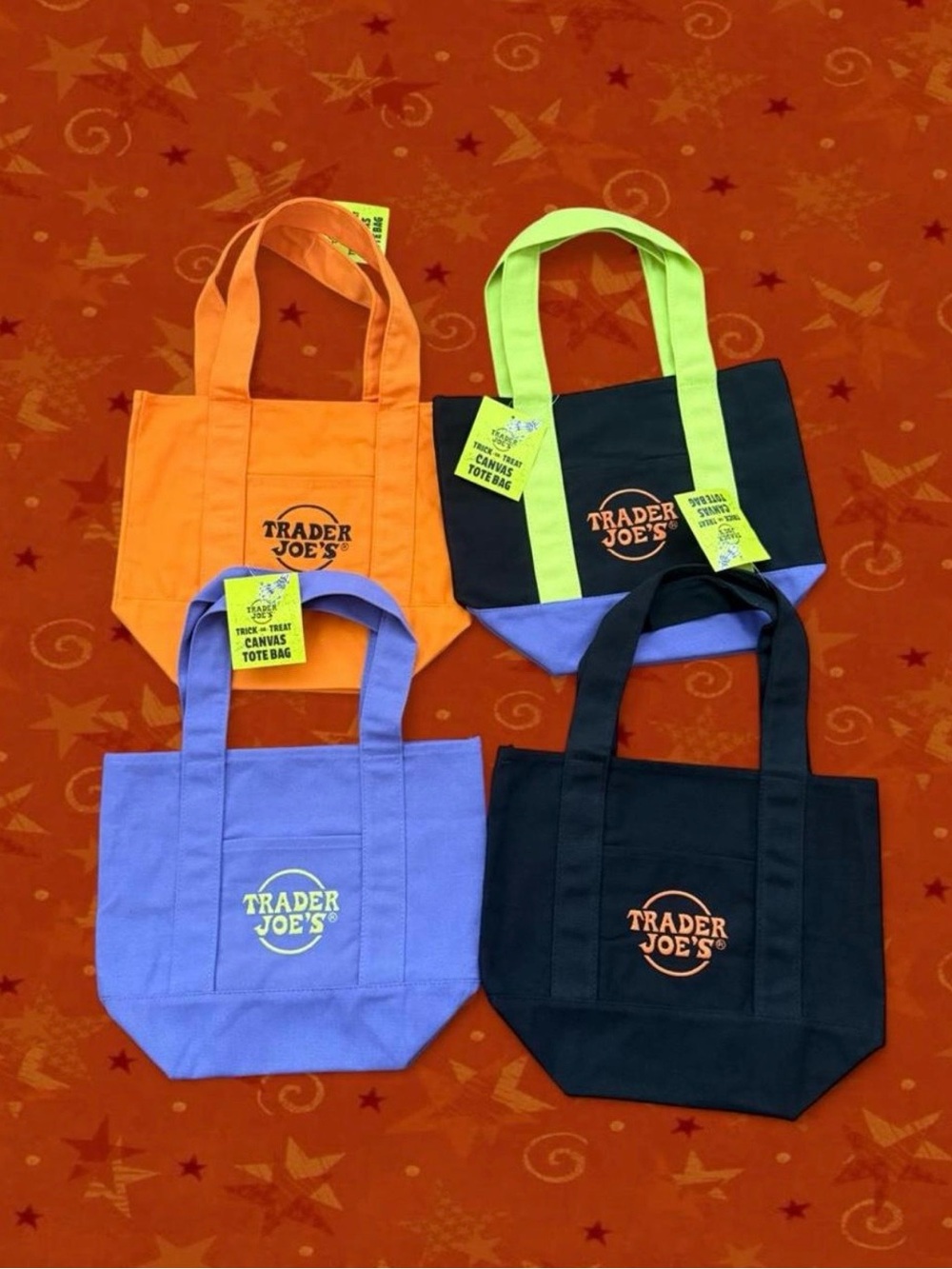 Trader Joe's Trick-or-Treat Mini Canvas
Tote Bags Set of 4 - Halloween Limited